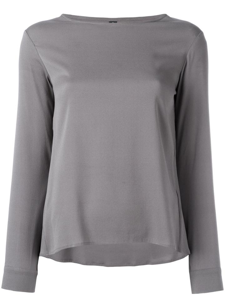 Eleventy Long-sleeved Top With Scoop Neckline - Grey
