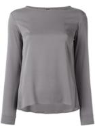 Eleventy Long-sleeved Top With Scoop Neckline - Grey