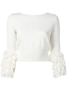 Ermanno Scervino - Tiered Sleeve Jumper - Women - Polyamide/polyester/viscose - 40, Nude/neutrals, Polyamide/polyester/viscose