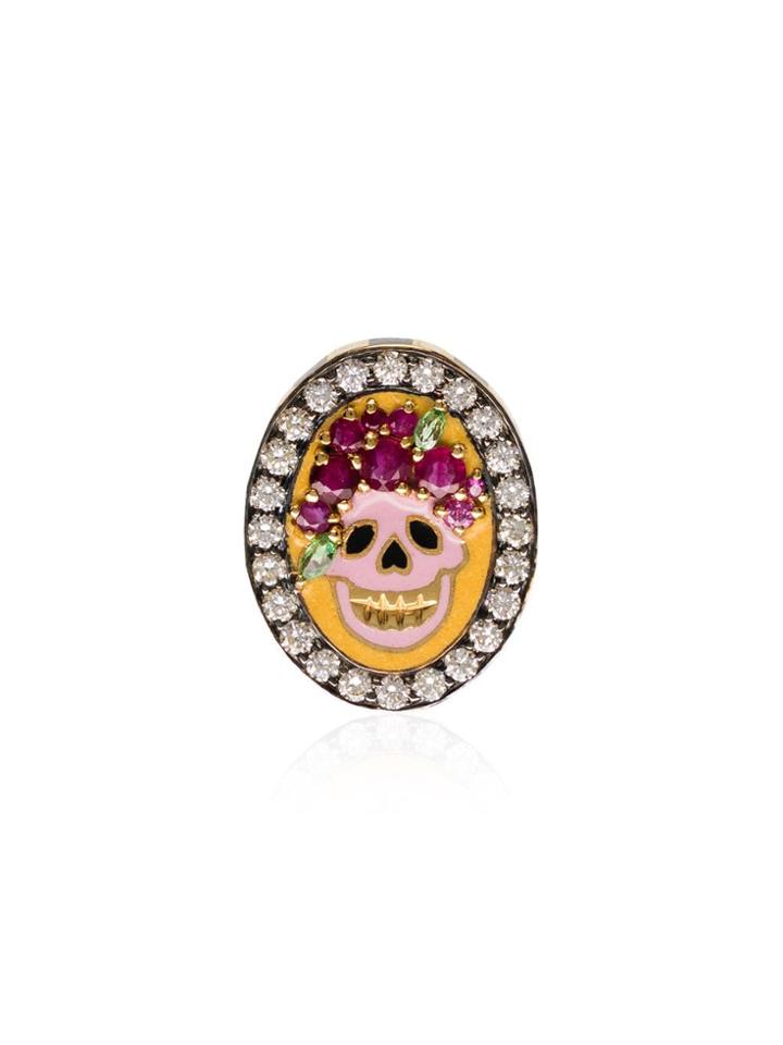 Holly Dyment Skull Diamond And Ruby Pendant - Multicoloured