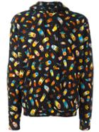 Love Moschino All-over Print Hoodie, Men's, Size: Medium, Black, Cotton/polyester
