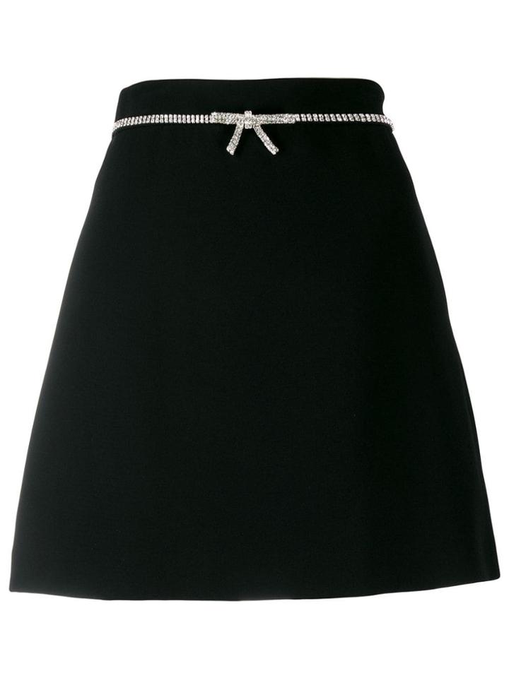 Miu Miu Bow Embellished Skirt - Black