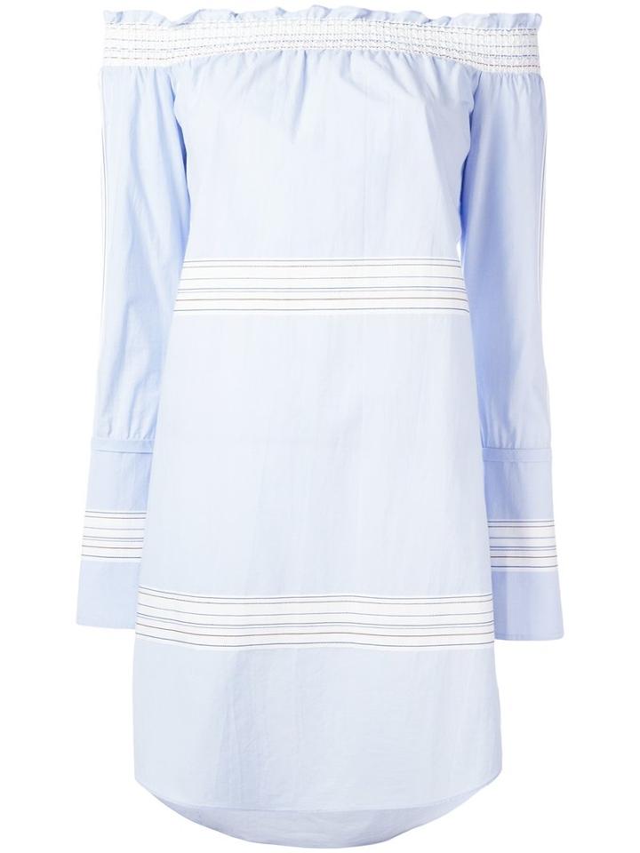 Derek Lam 10 Crosby Off-shoulder Striped Dress, Women's, Blue, Cotton