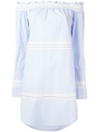 Derek Lam 10 Crosby Off-shoulder Striped Dress, Women's, Blue, Cotton