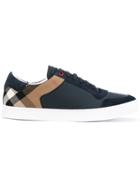 Burberry Checked Panelled Sneakers - Blue