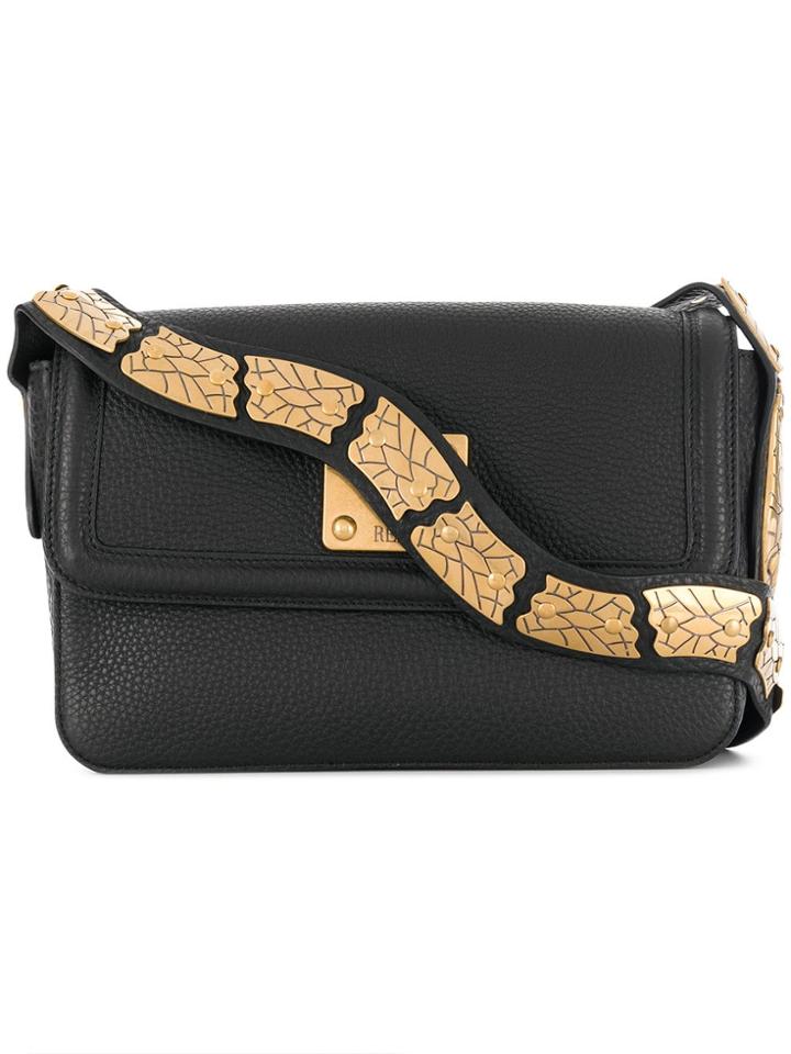 Red Valentino Red(v) Pebbled Snake Strap Crossbody - Black