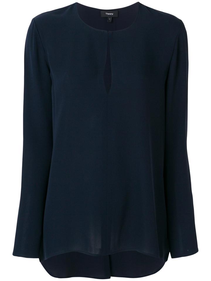 Theory Keyhole Detail Blouse - Blue