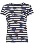 Proenza Schouler Falling Flower Print Striped T-shirt, Women's, Size: Xs, Black, Cotton