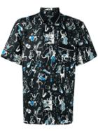 Dolce & Gabbana Musical Instrument Print Polo Shirt, Men's, Size: 41, Black, Silk
