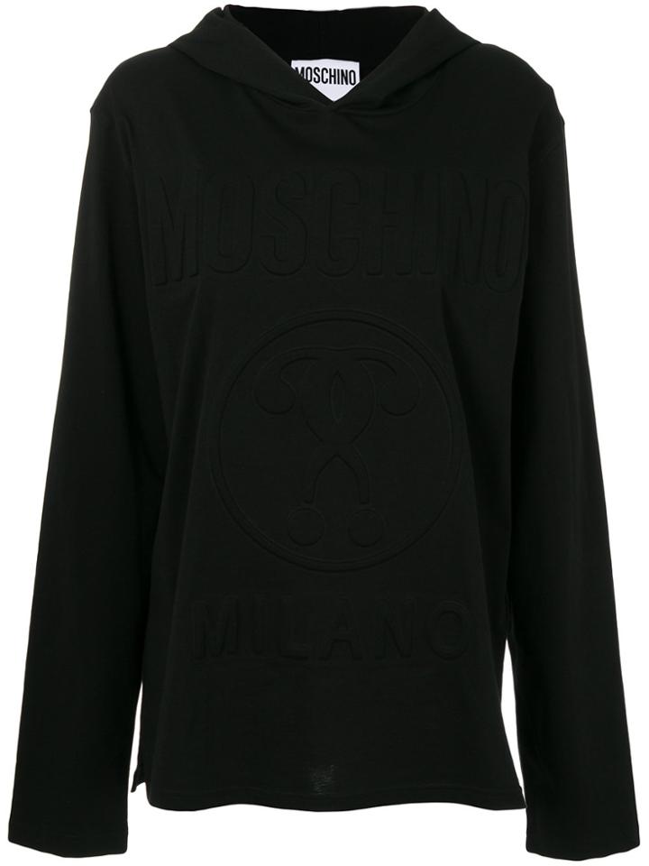 Moschino Embossed Logo Hoodie - Black