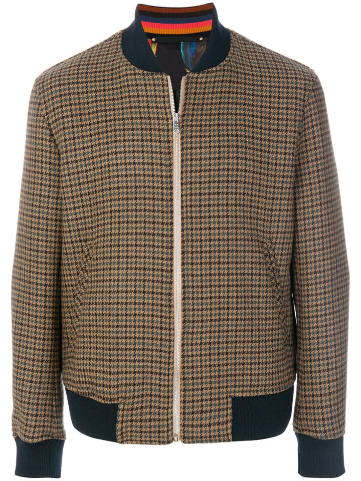 Paul Smith Puppytooth Bomber Jacket - Brown