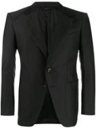 Tom Ford Leather Collar Blazer - Black
