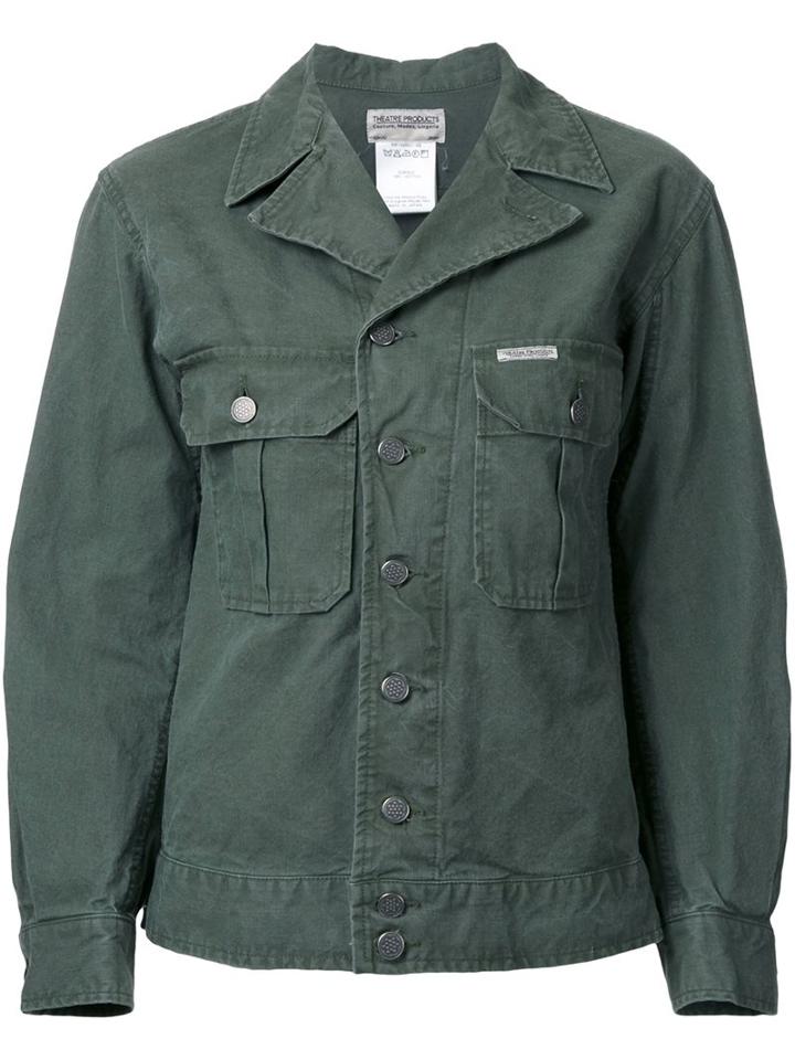 Theatre Products Peaked Lapel Shirt Jacket, Women's, Green, Cotton