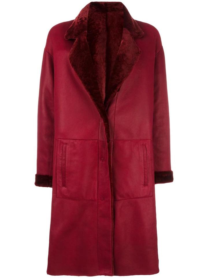 Drome Two Side Leather Coat, Women's, Size: Medium, Red, Lamb Skin/lamb Fur