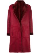 Drome Two Side Leather Coat, Women's, Size: Medium, Red, Lamb Skin/lamb Fur