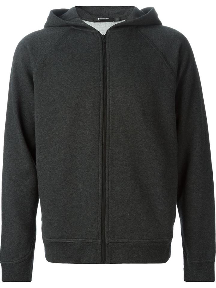 T By Alexander Wang Zipped Hoodie, Men's, Size: Large, Grey, Cotton/polyester