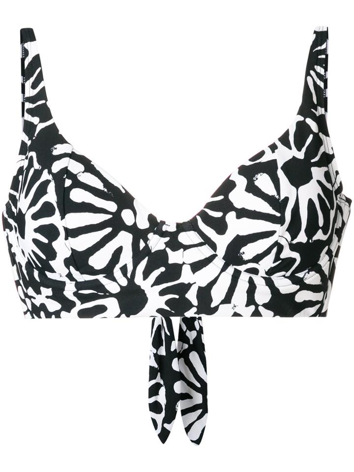 Tory Burch Floral Print Bikini Top - Black