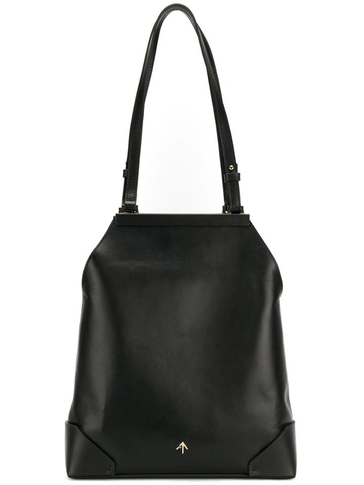 Manu Atelier Logo Plaque Shoulder Bag - Black