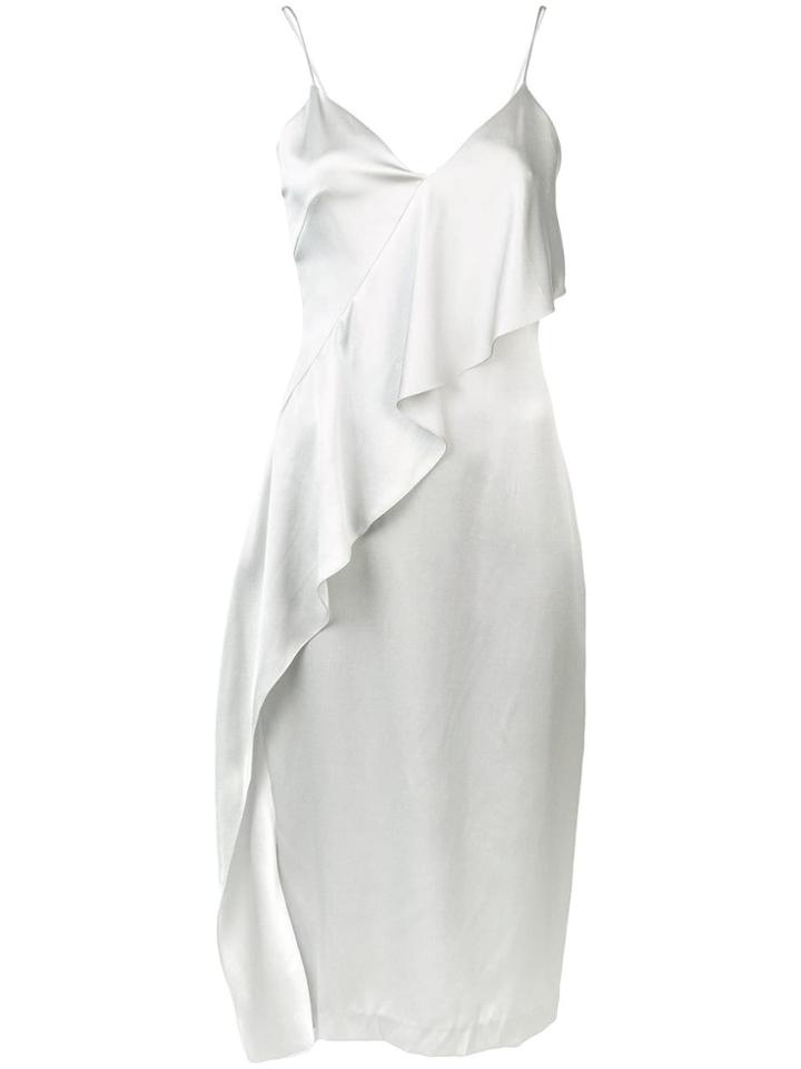 Cushnie Spaghetti Strap Ruffle Dress - Grey