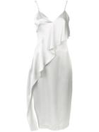 Cushnie Spaghetti Strap Ruffle Dress - Grey