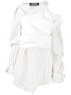 Jacquemus Stripe Asymmetric Dress, Women's, Size: 40, Nude/neutrals, Linen/flax/cotton