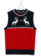 Dsquared2 Kids Teen Reindeer Knitted Vest - Blue