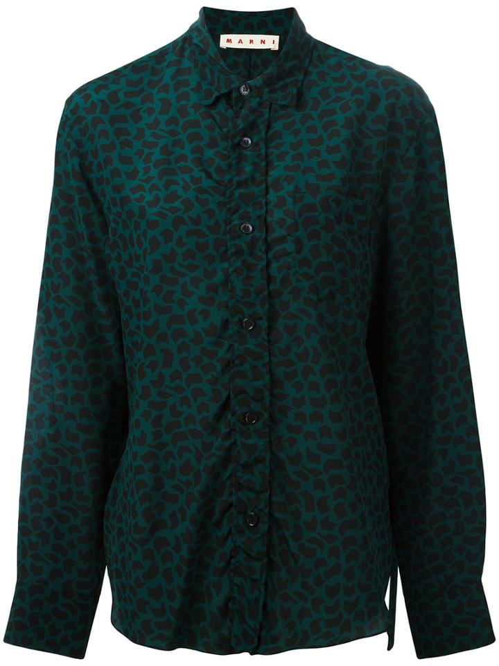 Marni Chevron Polka Dot Print Shirt, Women's, Size: 42, Green, Silk