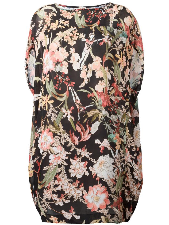 I'm Isola Marras Floral Print Drawstring Dress, Women's, Size: 46, Black, Polyester