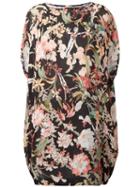 I'm Isola Marras Floral Print Drawstring Dress, Women's, Size: 46, Black, Polyester