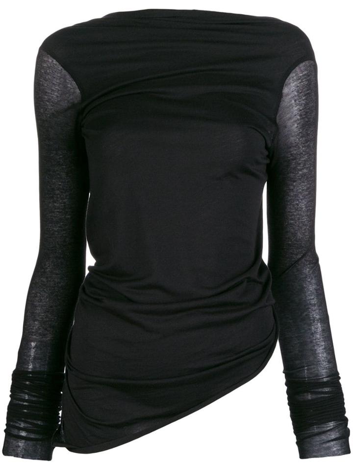 Rick Owens Lilies Asymmetrical Hem Knit Top - Black