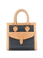 Christian Dior Pre-owned Flap Detail Denim Tote - Black