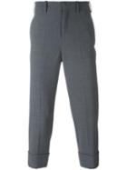Neil Barrett Cropped Tailored Trousers, Men's, Size: 52, Grey, Polyester/spandex/elastane/virgin Wool