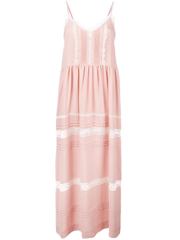 P.a.r.o.s.h. V-neck Maxi Dress, Women's, Size: Medium, Pink/purple, Acetate/silk/cotton/polyamide