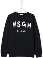 Msgm Kids Teen Freehand Branded Sweatshirt - Blue
