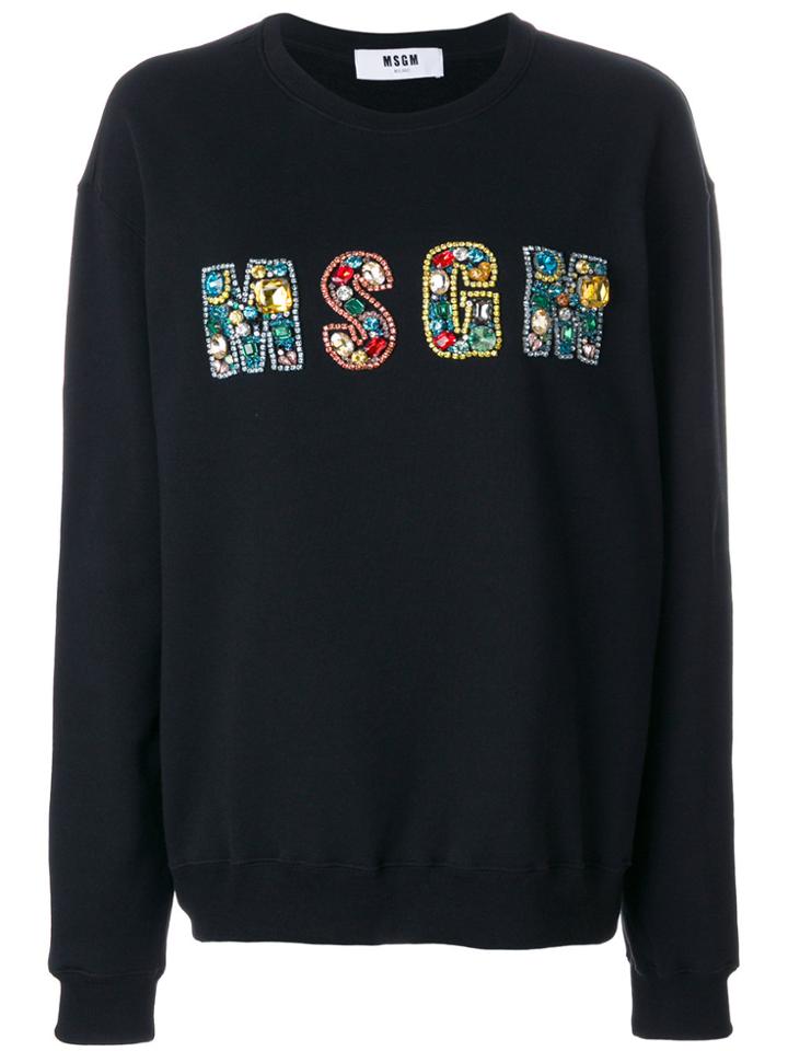 Msgm Logo Embellished Jumper - Black
