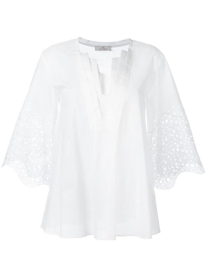 Capucci Embroidered Details Blouse, Women's, Size: 46, White, Cotton