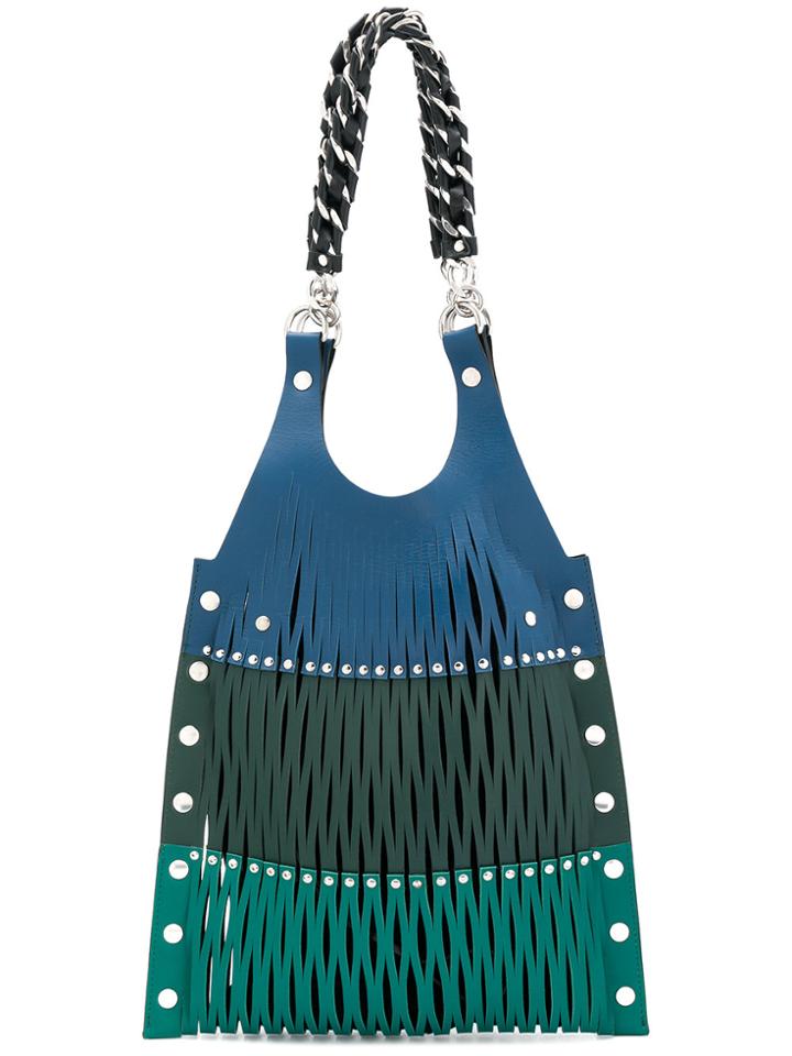 Sonia Rykiel Laser Cut Shoulder Bag - Green