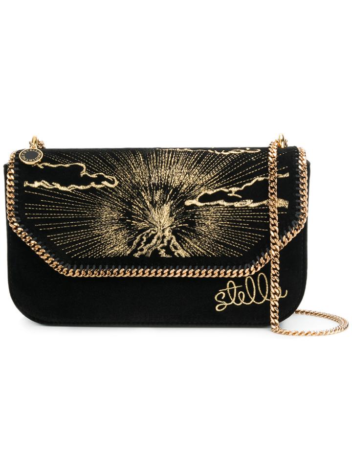Stella Mccartney Falabella Embroidered Shoulder Bag - Black
