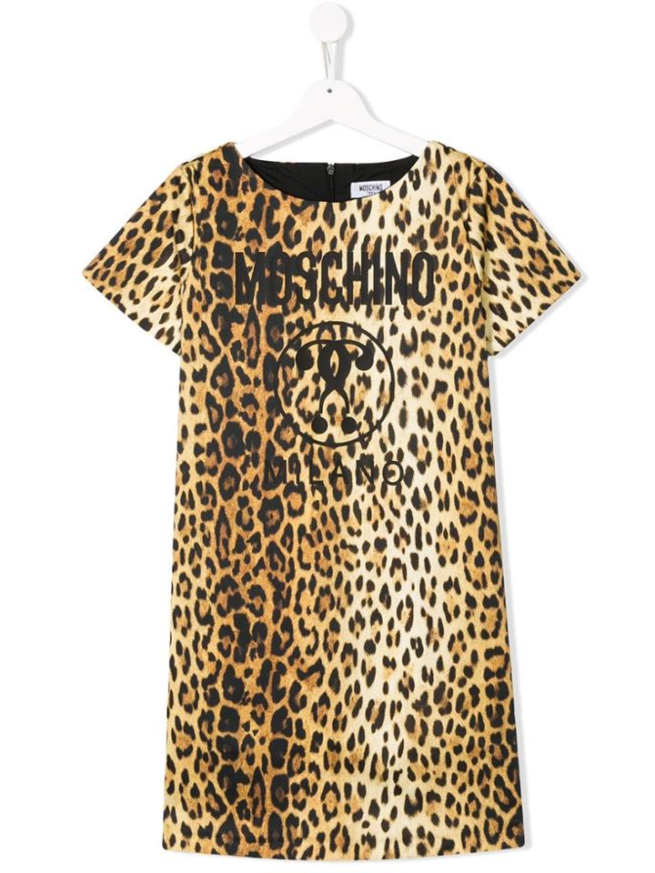 Moschino Kids Teen Leopard Print Dress - Neutrals