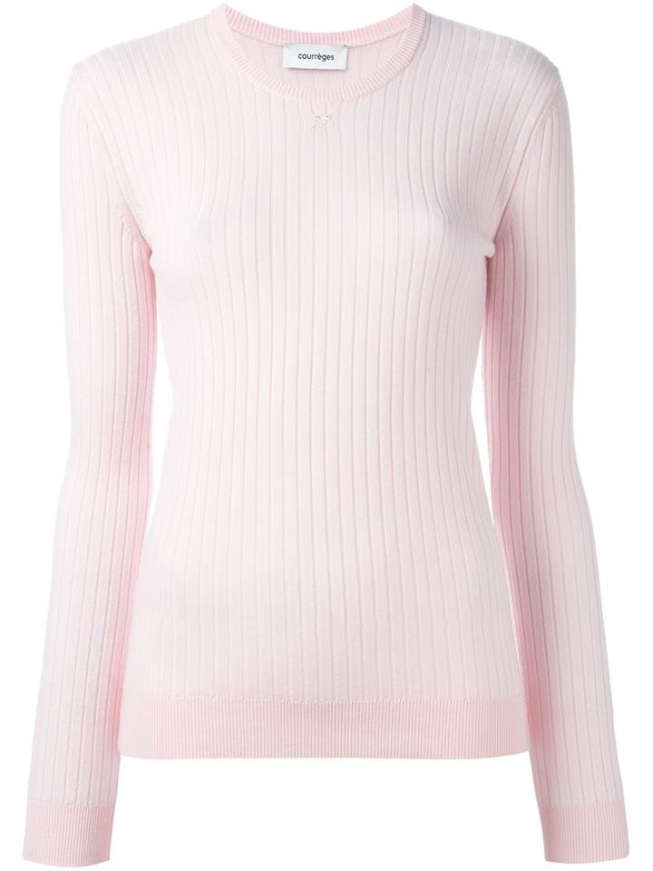 Courrèges Ribbed Knitted Top, Women's, Size: 3, Pink/purple, Merino
