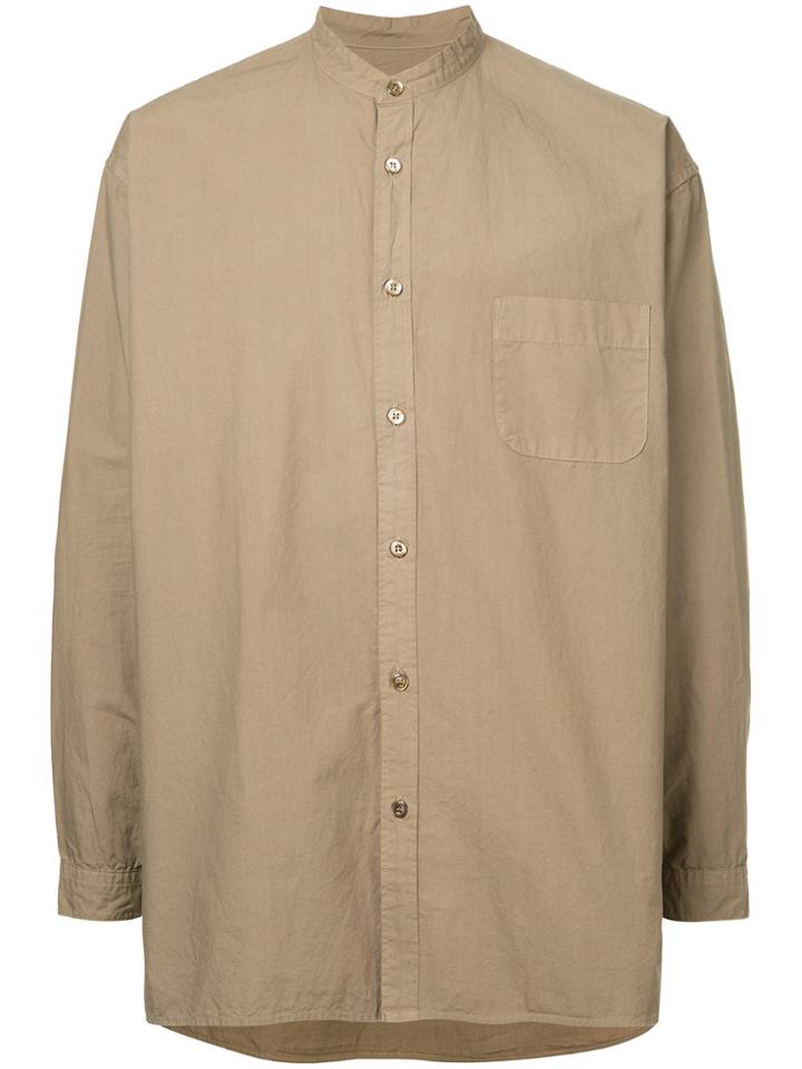Marka Band Collar Shirt - Brown