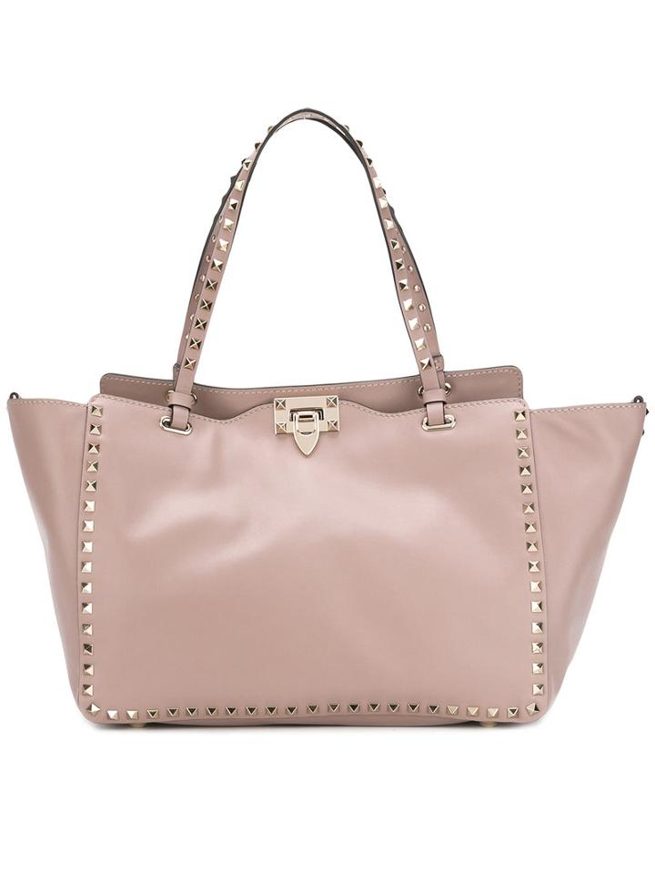 Valentino - Valentino Garavani Rockstud Trapeze Tote - Women - Leather - One Size, Women's, Nude/neutrals, Leather