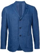 Lardini Striped Single-breasted Blazer, Men's, Size: 46, Blue, Linen/flax/cotton