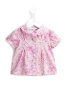 Cashmirino - Floral Puff Sleeve Top - Kids - Cotton - 9 Mth, Pink/purple