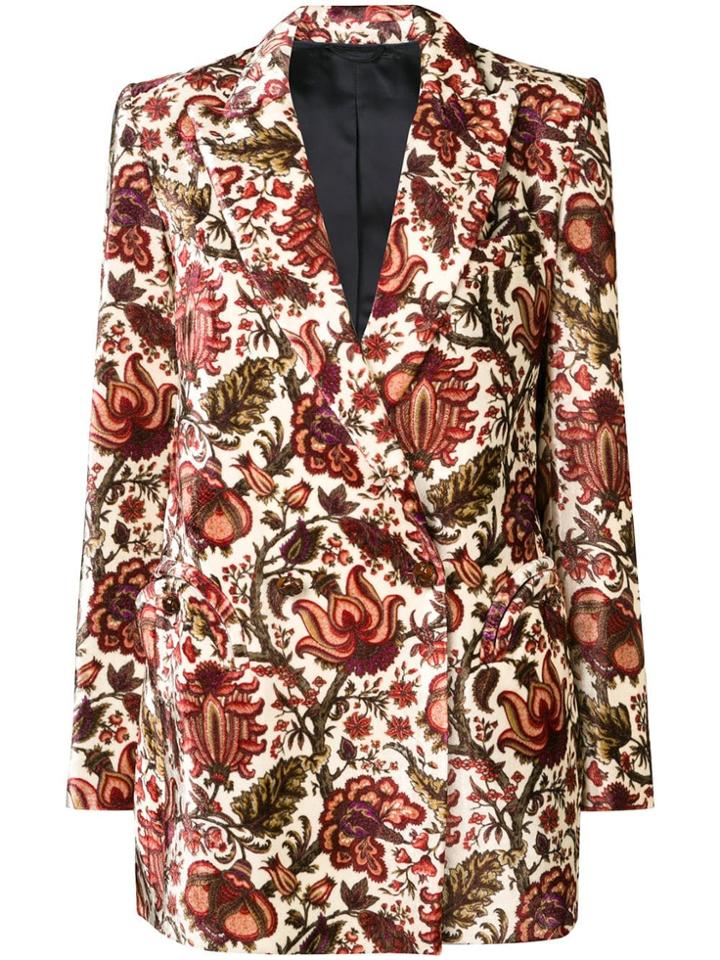 Blazé Milano Floral Double-breasted Blazer - Neutrals