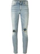 Saint Laurent Ripped Skinny Jeans, Women's, Size: 25, Blue, Cotton/polyurethane