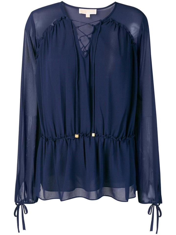 Michael Michael Kors Lace-up Detail Blouse - Blue