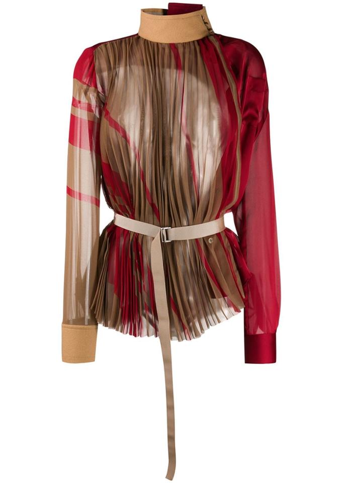 Sacai Printed Gauze Top - Brown