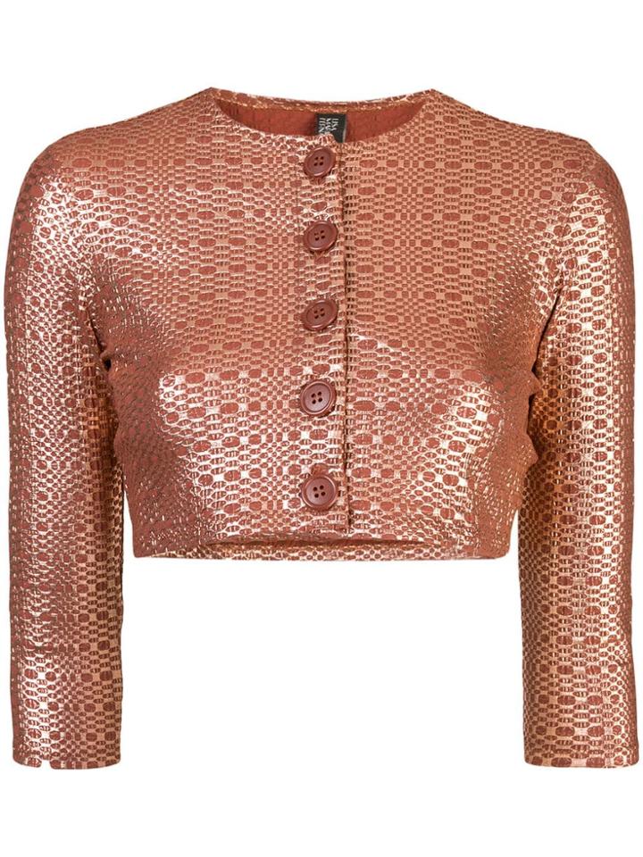 Lisa Marie Fernandez Metallic Cropped Cardigan - Orange