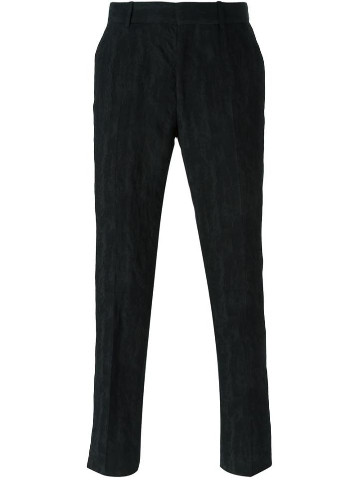 Alexander Mcqueen Straight Leg Trousers, Men's, Size: 50, Black, Cotton/virgin Wool/spandex/elastane